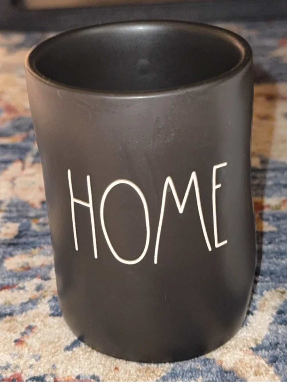2 Rae Dunn Ceramic Bathroom Cups Black/White [HAPPY/HOME] Bundle/Set